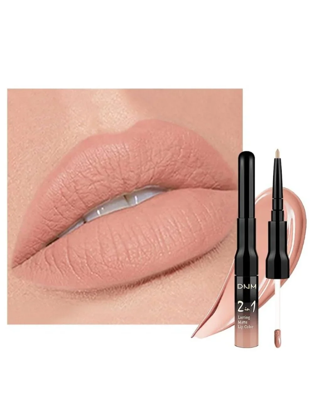 61#-Nuetral Nude-New 2-in-1 Waterproof Long Lasting Double-Ended Liquid Lipstick
